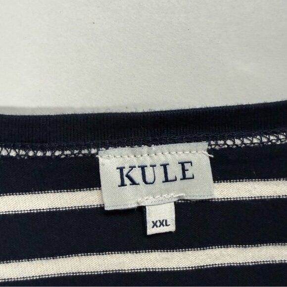 Kule Striped Navy White 3/4 Sleeve Tee 100% Cotton Size XXL - Picture 5 of 7